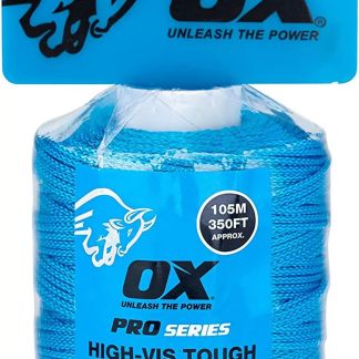 OX Tools OX-P104210 OX Pro Series 350' (105m) Tough Nylon Braided Builders Line, Hi-Vis Cyan